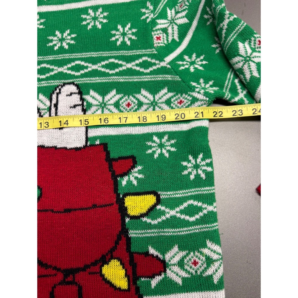 Peanuts Snoopy‎ Christmas Doghouse Ugly Holiday Sweater Green Red Mens Large L - Picture 2 of 11